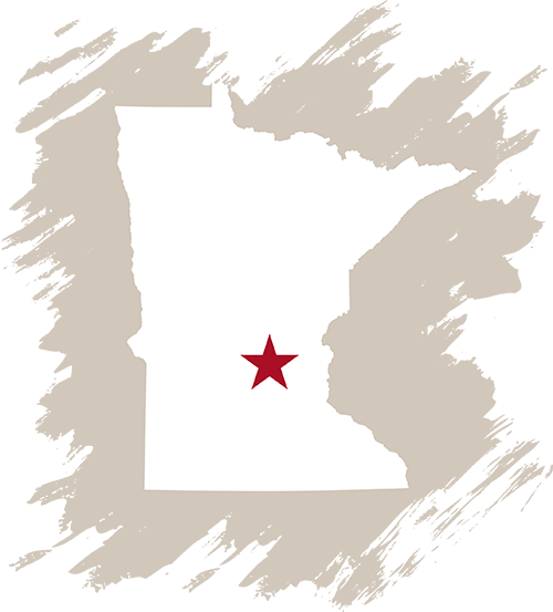Star on Minnesota map marking Buffalo MN